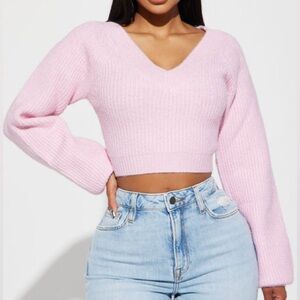 Fashion Nova Cropped Pink Sweater Sz XL